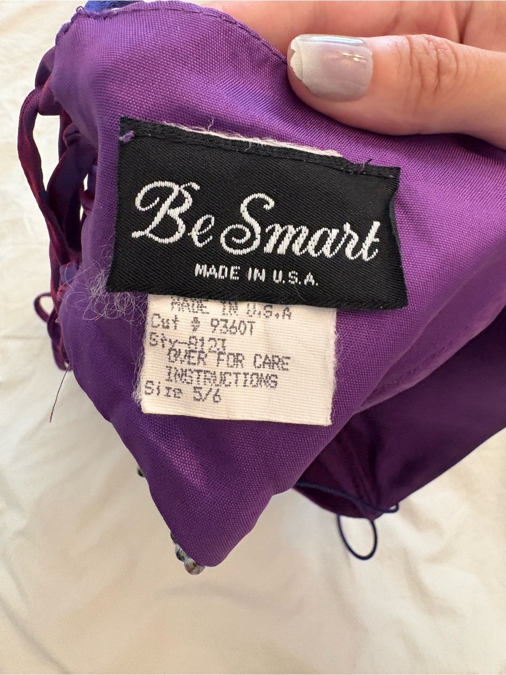 Vintage Iridescent Purple Beaded Trim Spaghetti Strap Crop Top - Picture 5 of 6